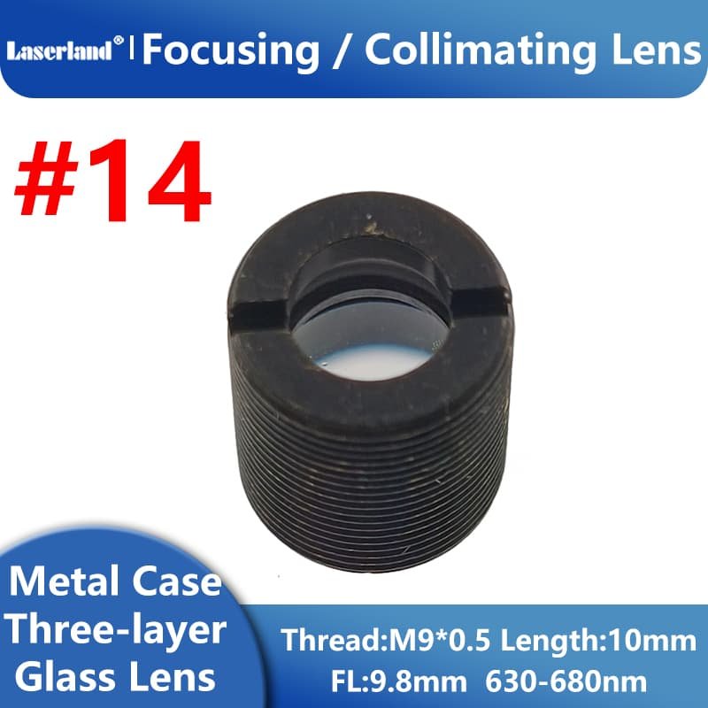 #14 630nm-680nm M9 P0.5 FL9.8mm Length 10mm Focal Collimating for Red Laser Diode