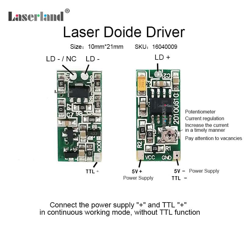 635nm 660nm 808nm 980nm 3.5-5V Red IR Infrared Laser Diode Driver Circuit Board Power Supply with TTL - Image 2