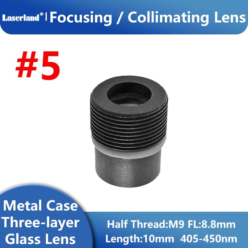 #5 405nm-450nm M9 P0.5 FL8.8mm Length 10mm Focal Collimating for Glass Lens Laser Diode