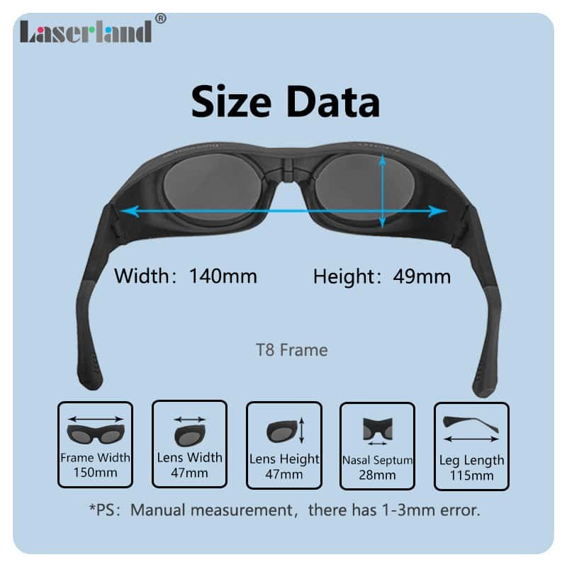 T8-8 980nm-1064nm-2940nm ND YAG Er YAG Infrared IR Laser Protective Goggles Glasses CE OD+4 - Image 4